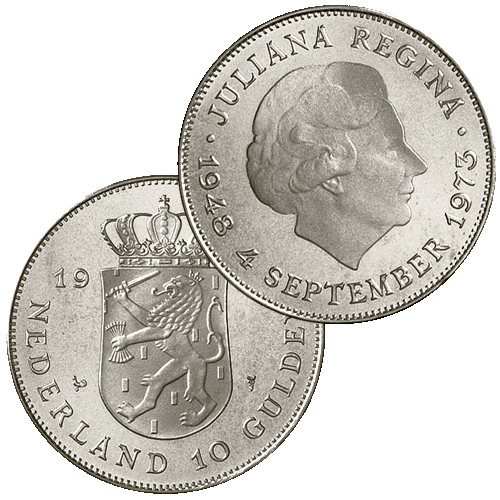 10 Gulden zilver 1973